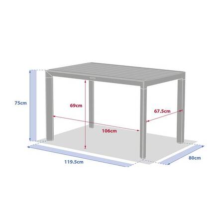 Table de jardin rectangulaire ÉVASION Lin / Vert laurier 4 places - Aluminium traité époxy