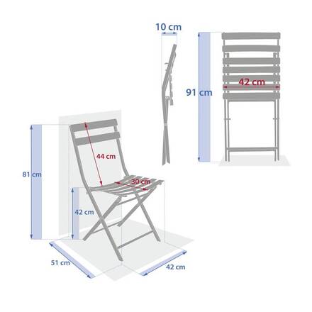 Chaise de jardin pliante GREENSBORO Café Acier traité époxy, Traitement anti-rouille renforcé