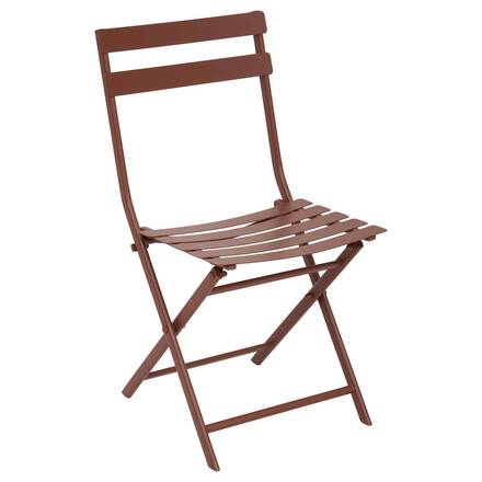 Chaise de jardin pliante GREENSBORO Acajou Acier traité époxy, Traitement anti-rouille renforcé