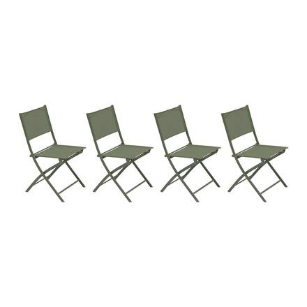 Lot de 4 chaises de jardin pliante MODULA Vert laurier Acier traité époxy, Texaline