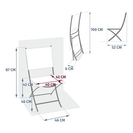 Lot de 4 chaises de jardin pliante MODULA Vert laurier Acier traité époxy, Texaline