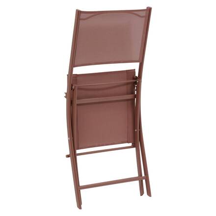 Lot de 4 chaises de jardin pliante MODULA Acajou Acier traité époxy, Texaline