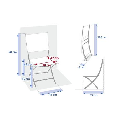 Lot de 4 chaises de jardin pliante ESSENTIA Noisette / Café Acier traité époxy, Aluminium traité époxy, Texaline