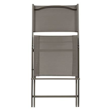 Lot de 4 chaises de jardin pliante MODULA Noisette / Café Acier traité époxy, Texaline