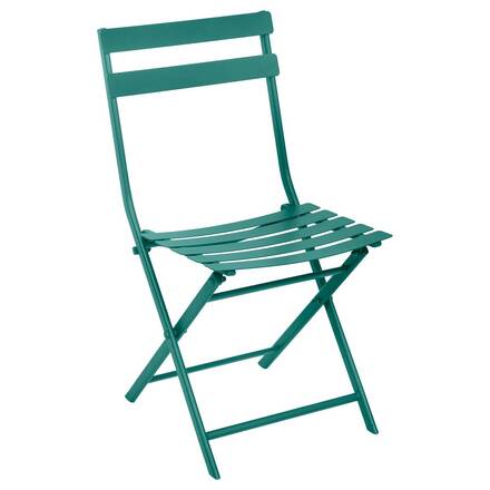 Chaise de jardin pliante GREENSBORO Vert opale Acier traité époxy, Traitement anti-rouille renforcé