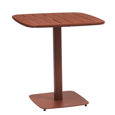 Table de jardin carré ALEGORIA Acajou 2 places - Acier traité époxy, Traitement anti-rouille renforcé