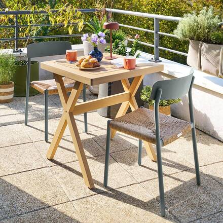 Table de jardin carré XENIA Eucalyptus 2 places - Eucalyptus certifié FSC®