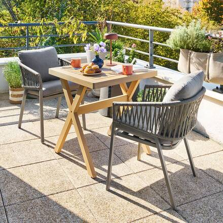 Table de jardin carré XENIA Eucalyptus 2 places - Eucalyptus certifié FSC®