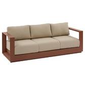Canapé de jardin ALLURE Beige Zébrano / Acajou 3 places - Aluminium traité époxy, Polyester Beige Zébrano / Acajou