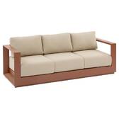 Salon de jardin rotatif ALLURE Beige / Acajou 5 places - Aluminium traité époxy, Polyester Beige Zébrano / Acajou