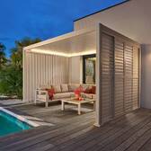 Pergola électrique bioclimatique autoportante EVORA Argile 4 x 3 m - Structure et lames doubles en aluminium Argile