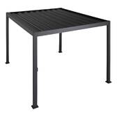 Pergola bioclimatique rétractable EVORA Gris 4 x 3 m - Structure et lames doubles en aluminium Graphite
