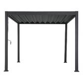 Pergola bioclimatique rétractable EVORA Gris 4 x 3 m - Structure et lames doubles en aluminium Graphite