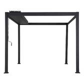 Pergola bioclimatique rétractable EVORA Gris 4 x 3 m - Structure et lames doubles en aluminium Graphite