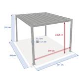 Pergola bioclimatique rétractable EVORA Gris 4 x 3 m - Structure et lames doubles en aluminium Graphite