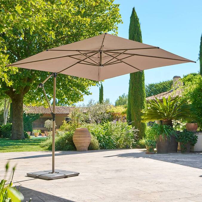 Parasol décentré carré MANOA Café 2,5 x 2,5 m - Acier, Polyester3443