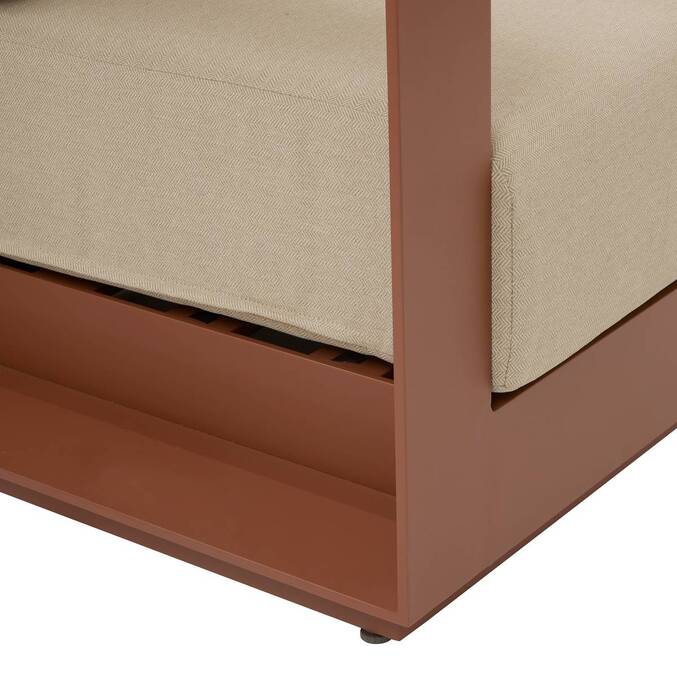Canapé de jardin ALLURE Beige Zébrano / Acajou 3 places - Aluminium traité époxy, Polyester Beige Zébrano / Acajou