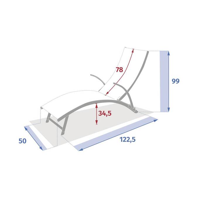 Transat SAMBA Acajou 4 positions - Aluminium traité époxy, Texaline3878
