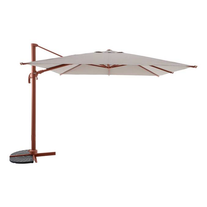Parasol déporté carré inclinable MELHIA Lin / Acajou 3 x 3 m - Acier, Aluminium, Oléfine3880