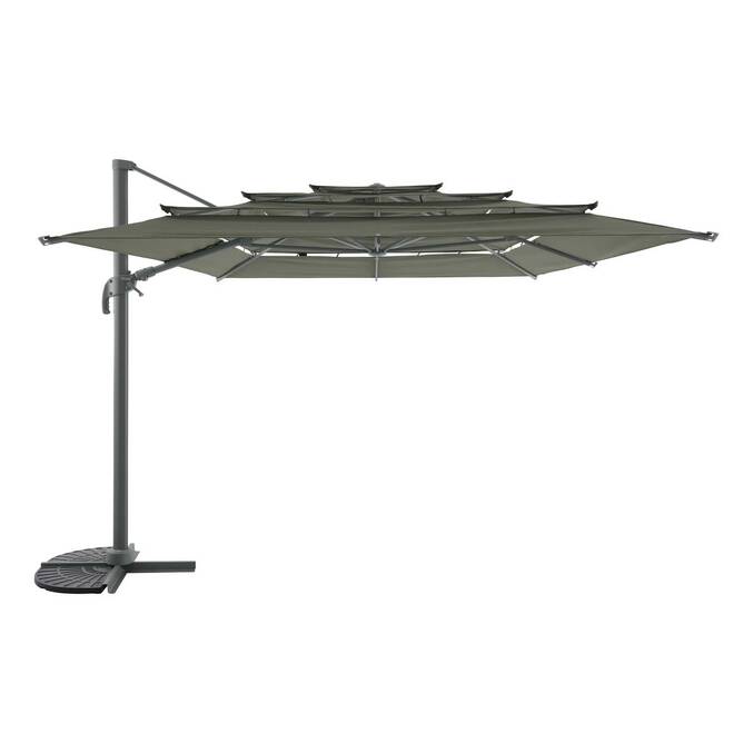 Parasol déporté rectangulaire inclinable MELHIA Laurier 4 x 3 m - Aluminium, Acier, Oléfine Laurier