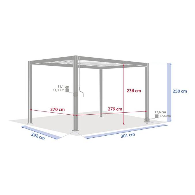 Pergola bioclimatique EVORA Argile 4 x 3 m - Structure et lames doubles en aluminium3704