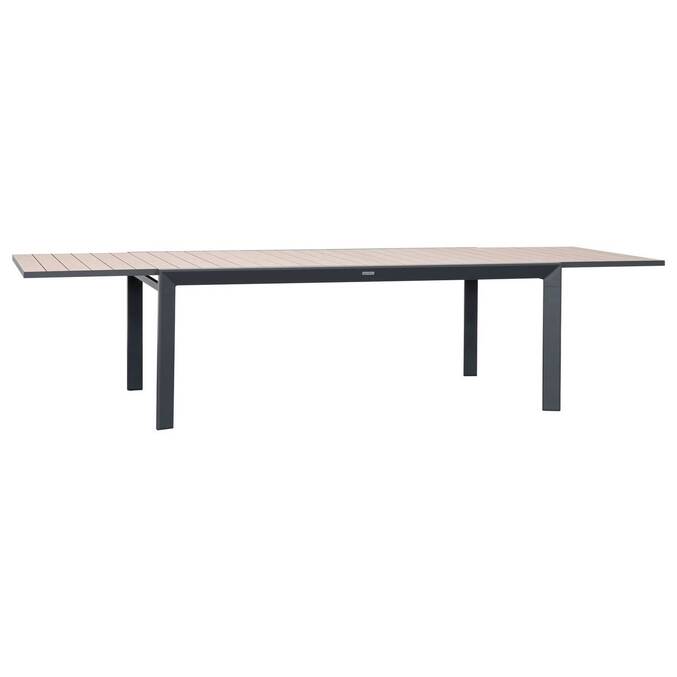 Table de jardin extensible rectangulaire ÉVASION Honey / Graphite 12 places - Aluminium traité époxy3785