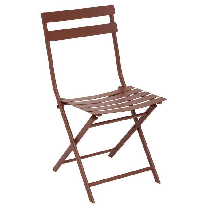 Chaise de jardin pliante GREENSBORO Acajou Acier traité époxy, Traitement anti-rouille renforcé3878