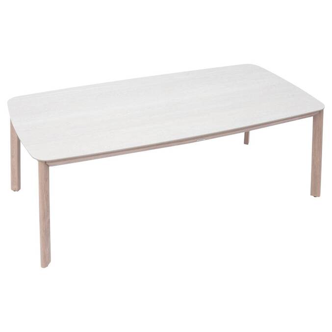 Table de jardin rectangulaire NELORA Beige ficelle / Honey 8 places - Aluminium traité époxy, Pierre frittée3846