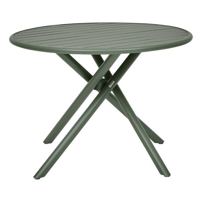 Table de jardin rond NEBULLIA Vert laurier 4 places - Aluminium traité époxy, Traitement anti-rouille renforcé3795
