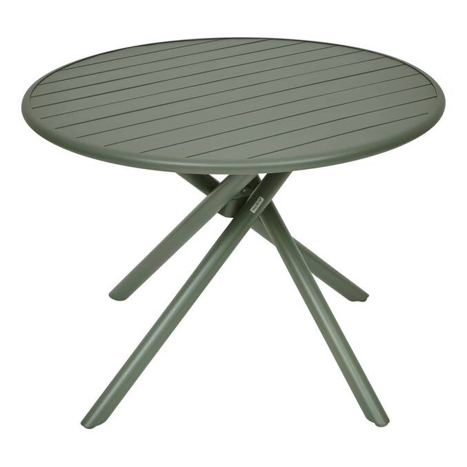 Table de jardin rond NEBULLIA Vert laurier 4 places - Aluminium traité époxy, Traitement anti-rouille renforcé3795