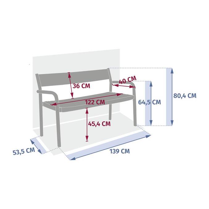 Banc de jardin WOOKY Beige 2 places - Eucalyptus certifié FSC®13
