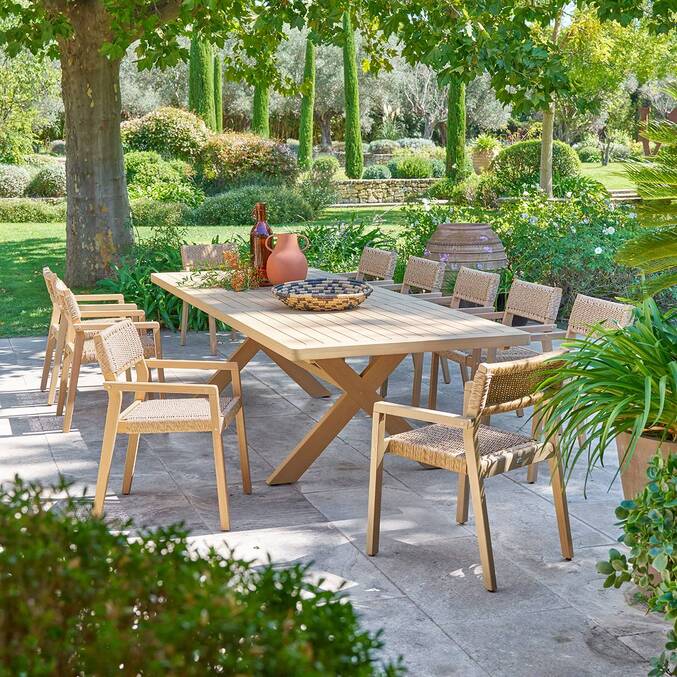 Table de jardin extensible rectangulaire XENIA Eucalyptus 12 places - Eucalyptus certifié FSC®3713