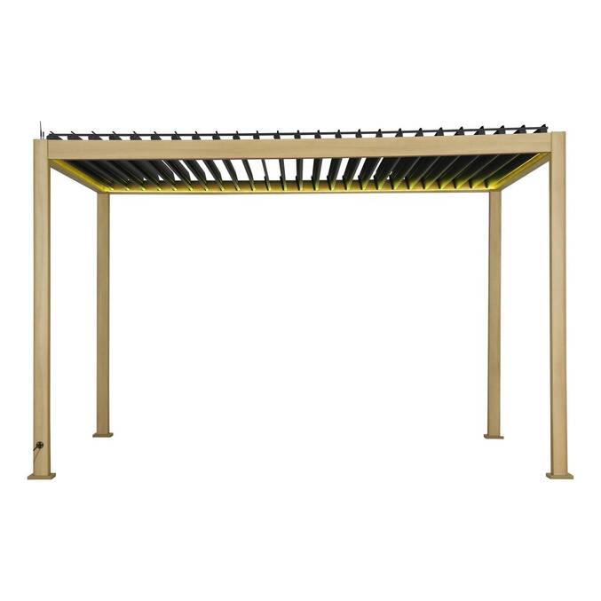 Pergola électrique bioclimatique EVORA Honey 4 x 3 m - Structure et lames doubles en aluminium3848
