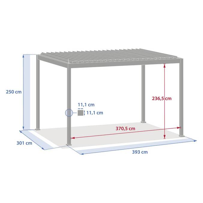 Pergola électrique bioclimatique EVORA Honey 4 x 3 m - Structure et lames doubles en aluminium3848