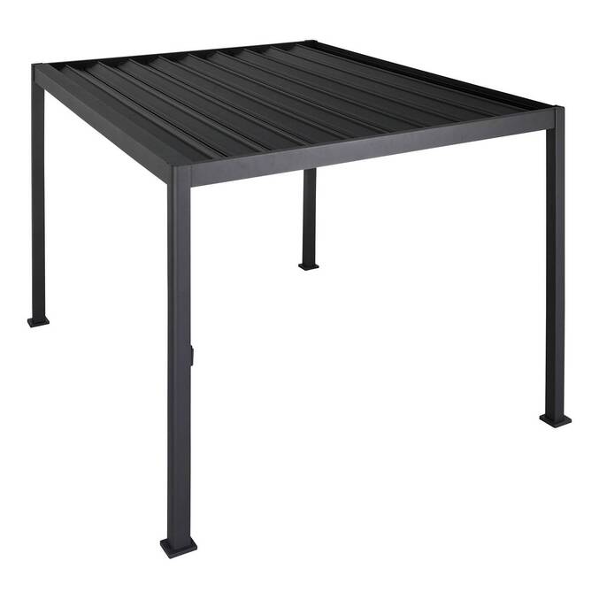 Pergola bioclimatique rétractable EVORA Gris 4 x 3 m - Structure et lames doubles en aluminium3500