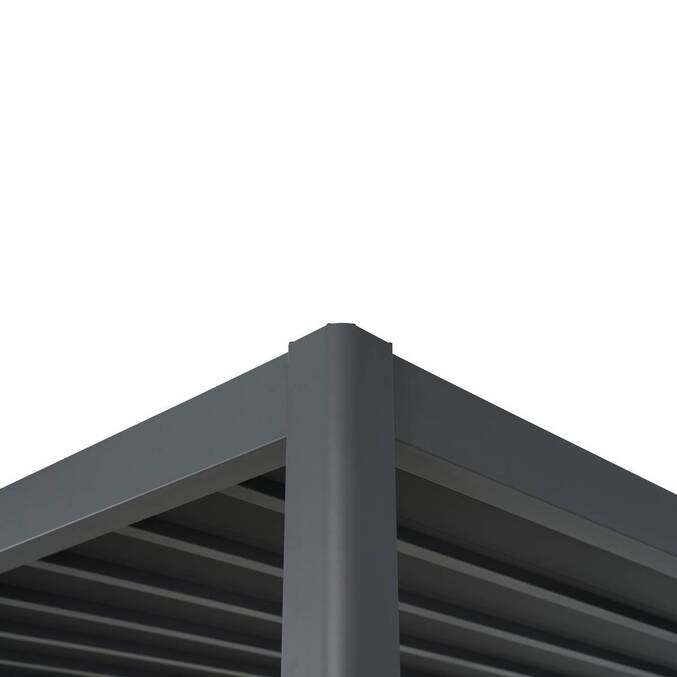 Pergola bioclimatique rétractable EVORA Gris 4 x 3 m - Structure et lames doubles en aluminium3500