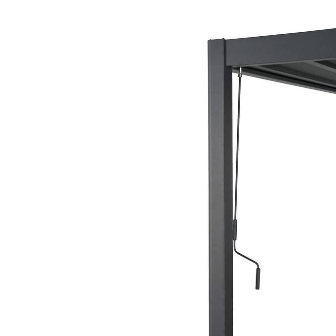 Pergola bioclimatique rétractable EVORA Gris 4 x 3 m - Structure et lames doubles en aluminium3500