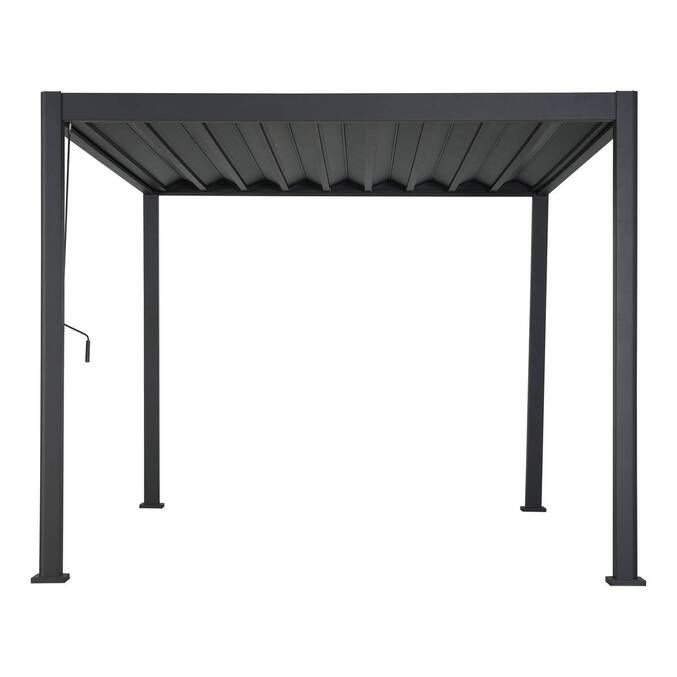 Pergola bioclimatique rétractable EVORA Gris 4 x 3 m - Structure et lames doubles en aluminium3500