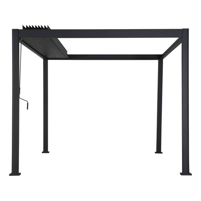 Pergola bioclimatique rétractable EVORA Gris 4 x 3 m - Structure et lames doubles en aluminium3500
