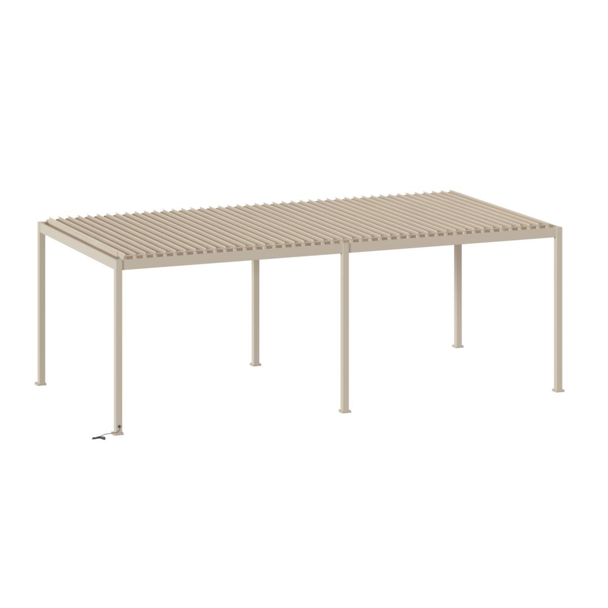 Pergola bioclimatique électrique EVORA Argile 6 x 3 m - Structure et lames doubles en aluminium Argile