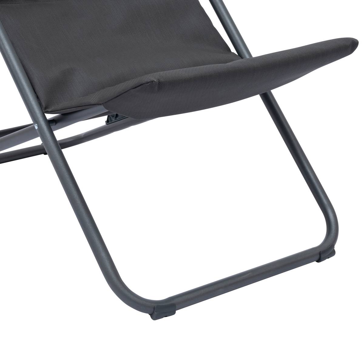 Chilienne de jardin empilable pliable MIRAEL Anthracite / Graphite 3 positions - Acier traité époxy, Traitement anti-rouille renforcé Anthracite / Graphite