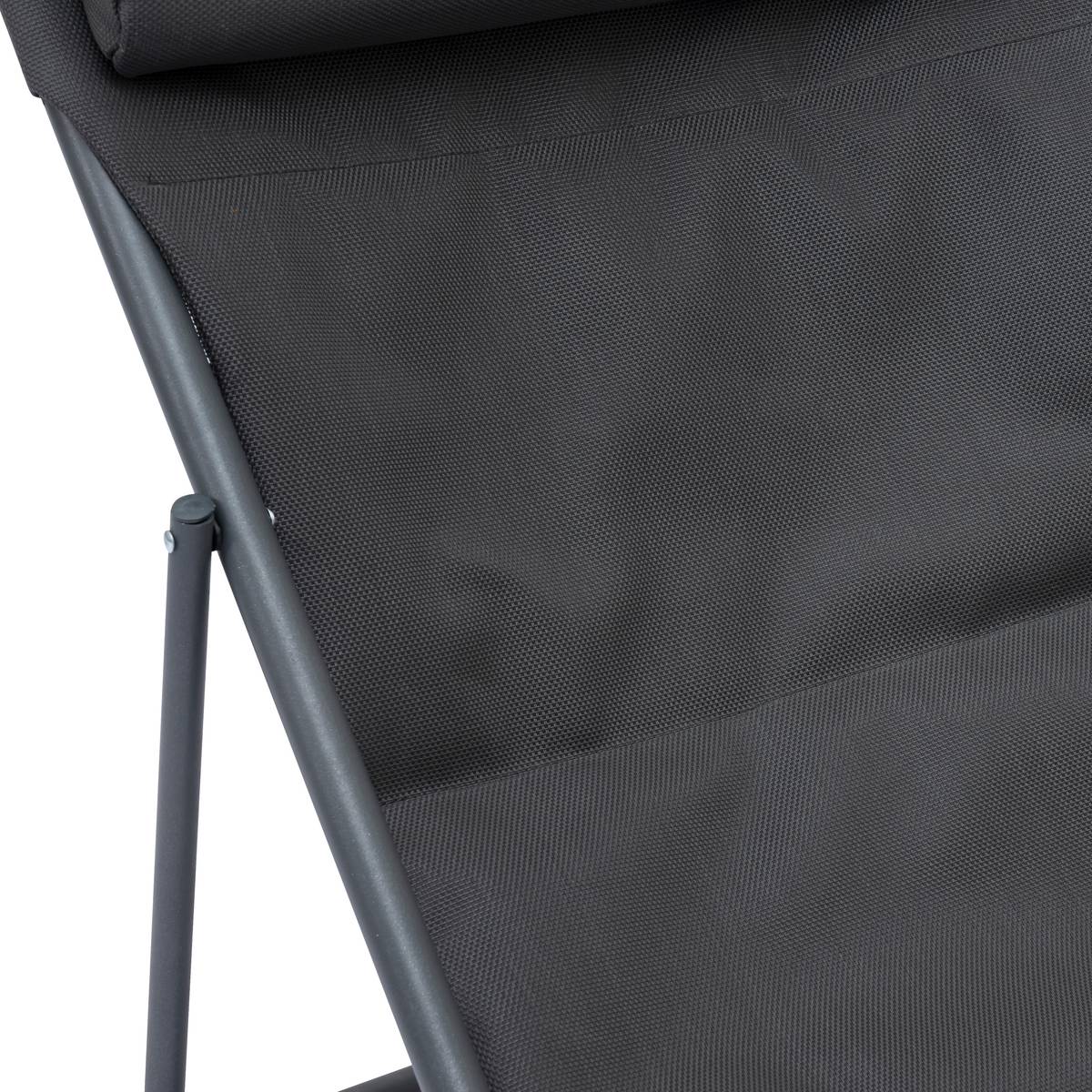 Chilienne de jardin empilable pliable MIRAEL Anthracite / Graphite 3 positions - Acier traité époxy, Traitement anti-rouille renforcé Anthracite / Graphite