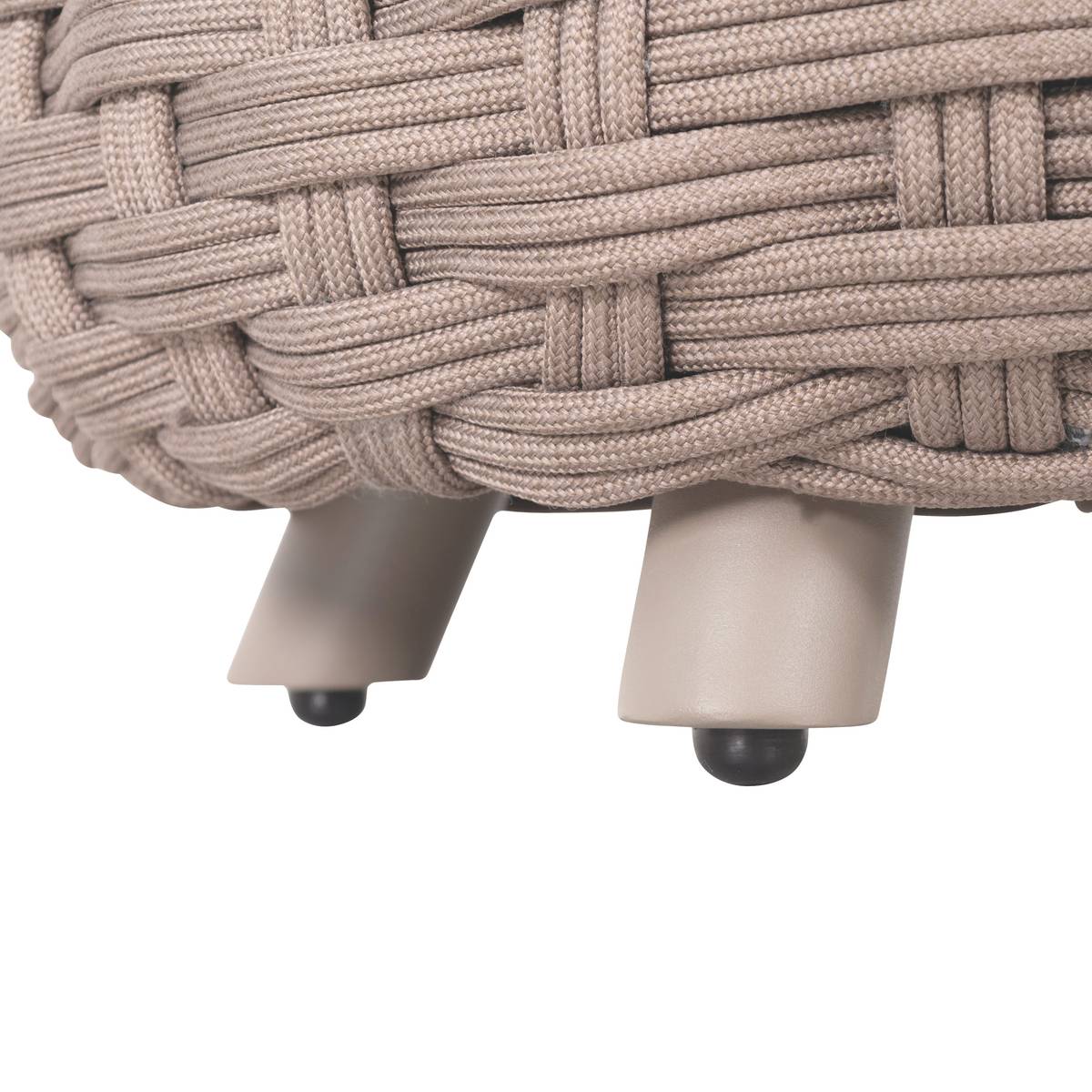 Pouf de jardin rond OBBAE Café 48,5 x 48,5 x 38 cm - Aluminium traité époxy, Polyester, Texaline Café