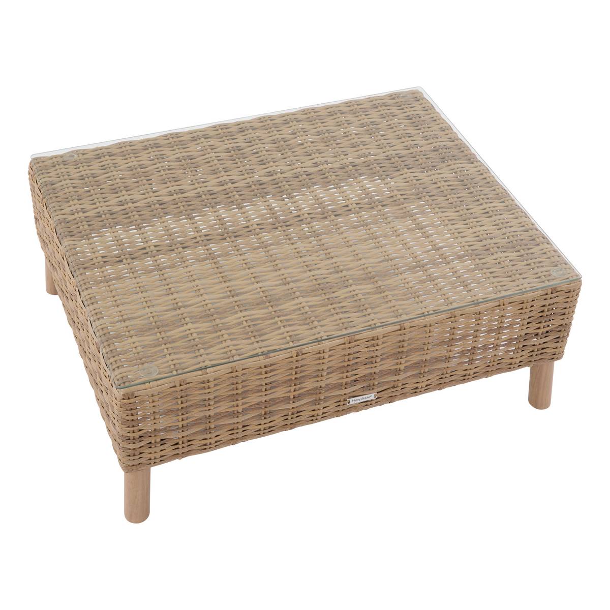 Table basse de jardin rectangulaire MOORÉA Savana 72 x 36 x 90 cm - Aluminium traité époxy, Verre Savana