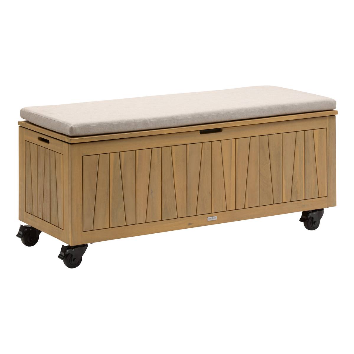 Coffre de rangement LODGIA Beige 210L - Acacia certifié FSC®, Acier Acacia