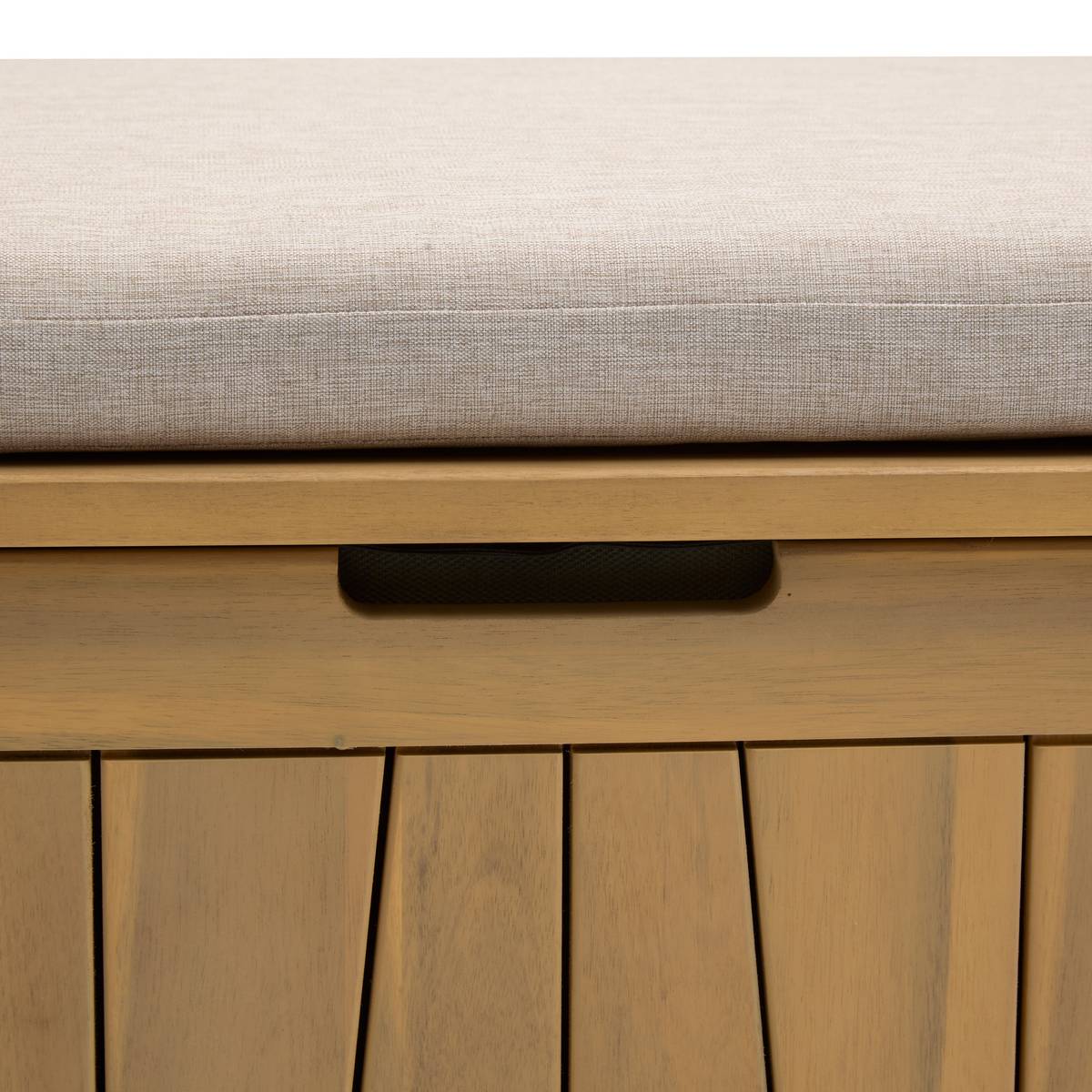 Coffre de rangement LODGIA Beige 210L - Acacia certifié FSC®, Acier Acacia