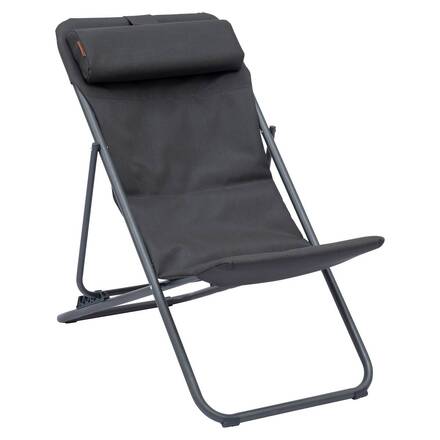 Chilienne de jardin empilable pliable MIRAEL Anthracite / Graphite 3 positions - Acier traité époxy, Traitement anti-rouille renforcé