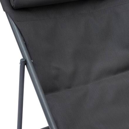 Chilienne de jardin empilable pliable MIRAEL Anthracite / Graphite 3 positions - Acier traité époxy, Traitement anti-rouille renforcé