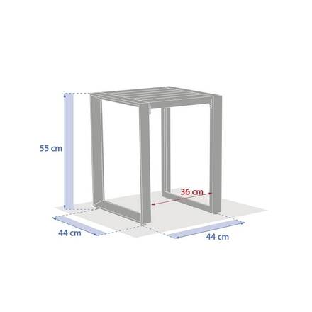 Table d'appoint de jardin carré ALLURE Lin / Acajou 44 x 44 x 55 cm - Acier, Aluminium, Traitement anti-rouille