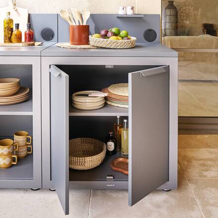 Module d'angle pour cuisine d'été OXYANA Graphite 110 x 60 x 60 cm - Acier galvanisé, Traitement antirouille renforcé